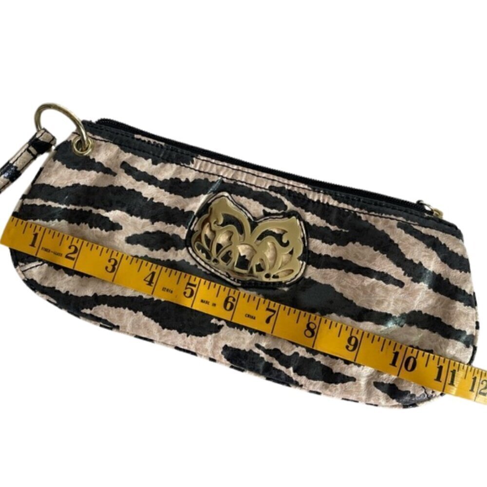Carlos Santana Zebra Print Wristlet Clutch Animal Print Gold Accent - Picture 12 of 12